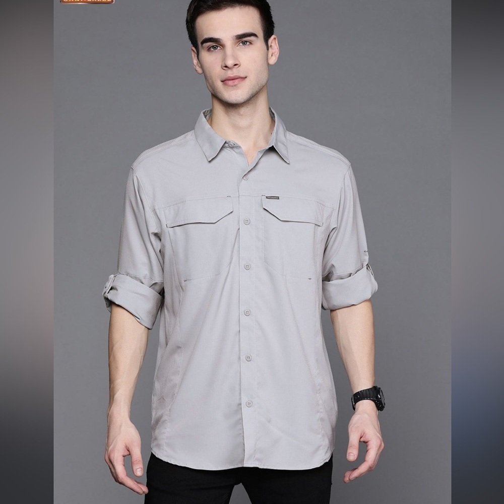 Columbia Omni-Shade Men’s Slate Grey Breathable Mesh Lined Button Down Top